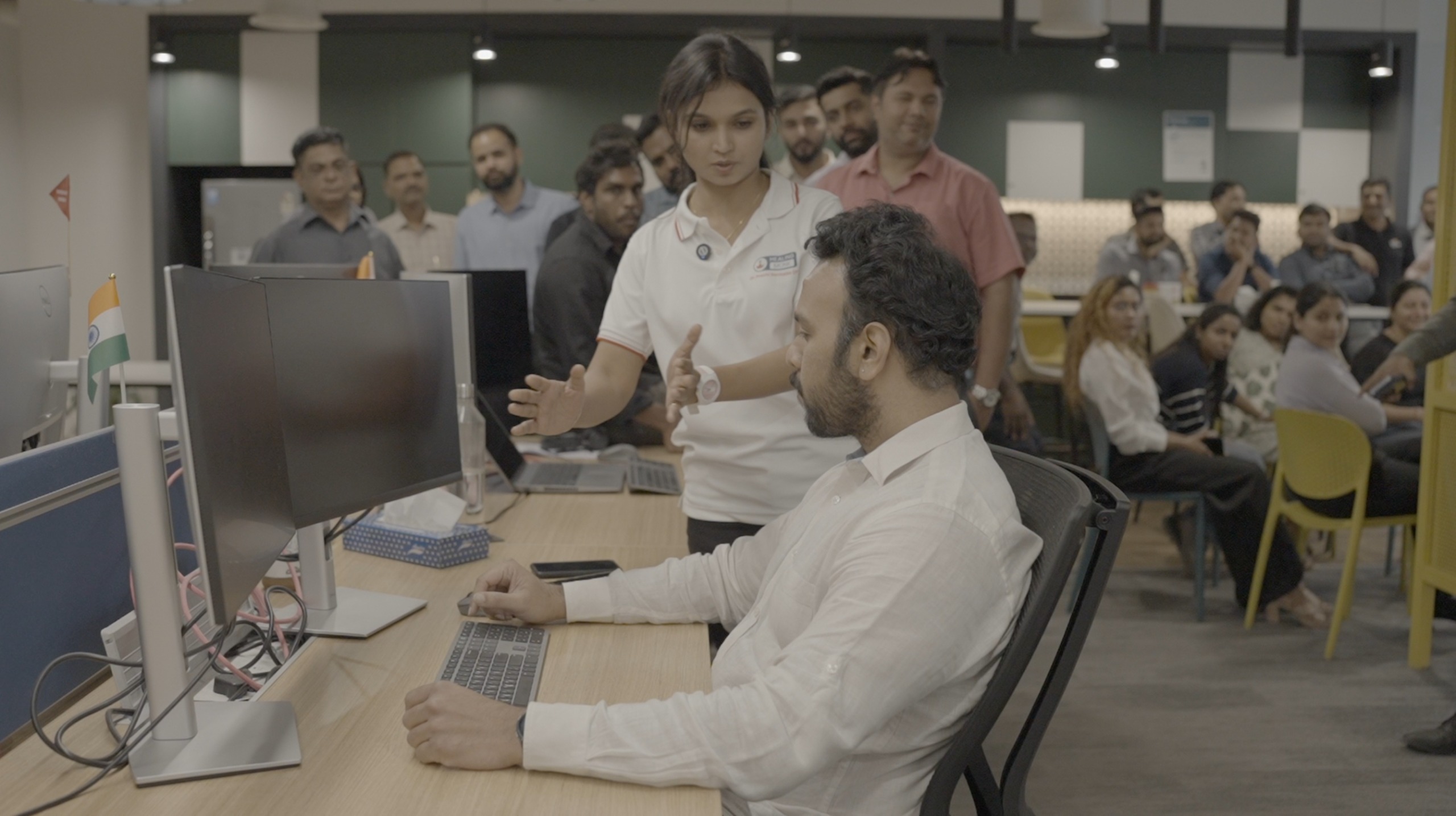 Employees at a HealingMonk wellness session